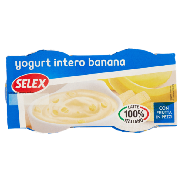 Selex Yogurt Intero Banana con Frutta in Pezzi 2x125 g