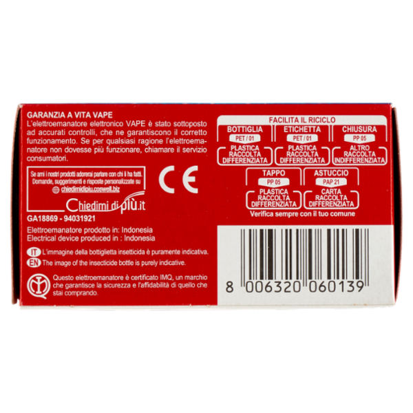 VAPE Elettroemanatore Liquido + Ricarica Classica 60 Notti