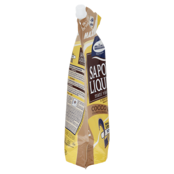 milmil Sapone Liquido Cocco & Vaniglia Ricarica Universale Ecologica 2 Litri