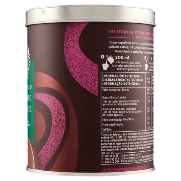 STARBUCKS SIGNATURE CHOCOLATE 70% Bevanda al Cioccolato dal Gusto Intenso 300g