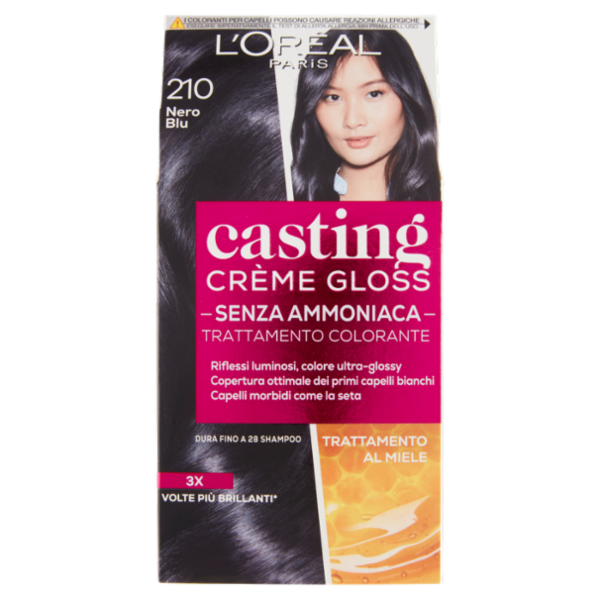 L'Oréal Paris Tinta Capelli Casting Creme Gloss, Senza Ammoniaca, 210 Nero Blu
