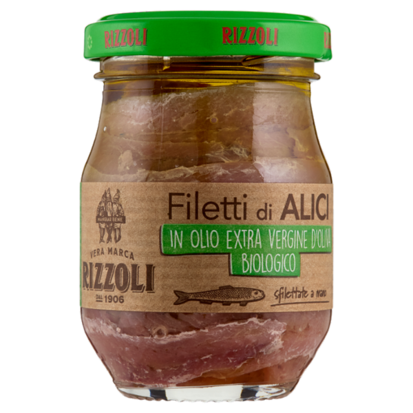 Rizzoli Filetti di Alici in Olio Extra Vergine d'Oliva Biologico 90 g