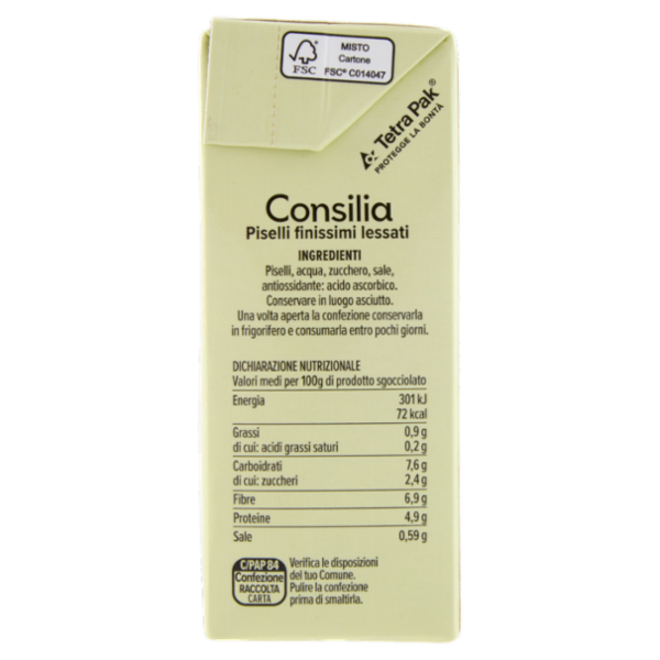Consilia Piselli Finissimi Lessati 380 g