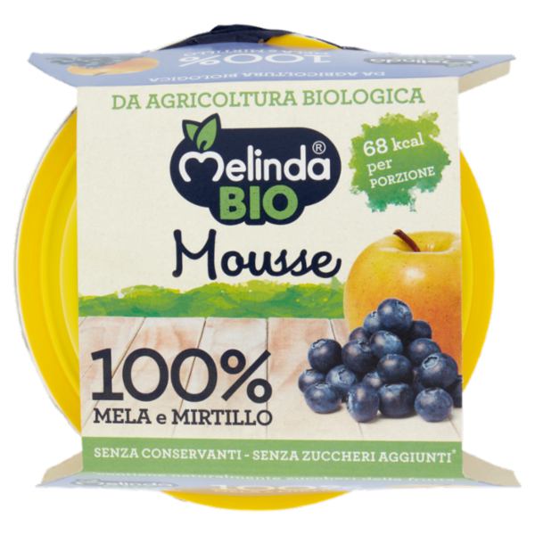 Melinda Bio Mousse mela Golden e mirtillo 2 x 100 g