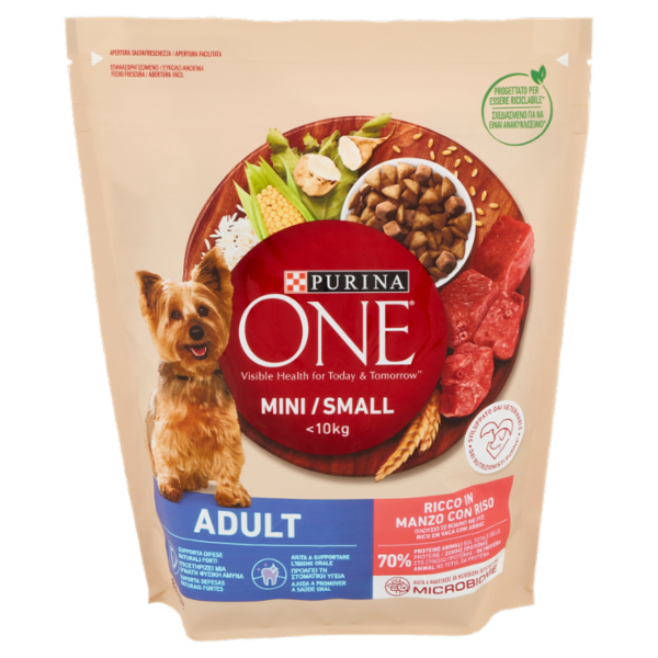 PURINA ONE Mini/Small Adult Ricco in Manzo con Riso 800 g