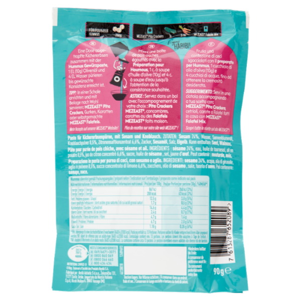 MEZEAST MIDDLE EASTERN CUISINE HOMEMADE HUMMUS preparato per hummus di ceci in pasta 90g