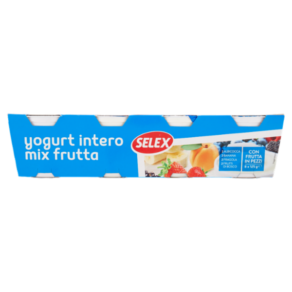 Selex Yogurt Intero Ai Gusti Assortiti: Frutti di Bosco, Albicocca, Fragola, Banana 8x125 g