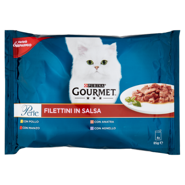 PURINA GOURMET Perle Filettini in Salsa Pollo / Manzo / Anatra / Agnello 4 x 85 g