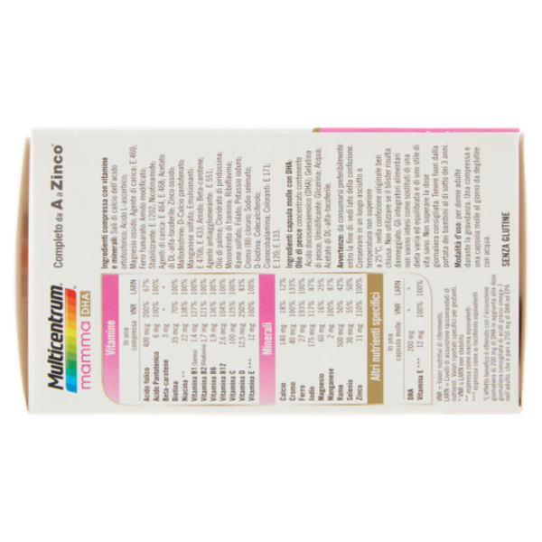 Multicentrum mamma DHA integratore multivitaminico con acido folico per gravidanza 30+30 cpr 58 g
