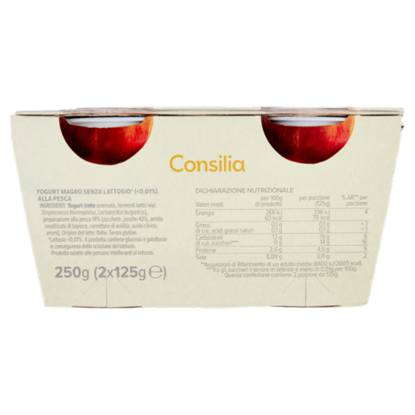 Consilia Yogurt Magro Senza Lattosio Pesca 2x125 g