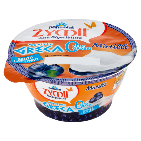 ZYMIL Alta Digeribilità Senza Lattosio Yogurt alla Greca Zero Grassi Mirtilli 150 g