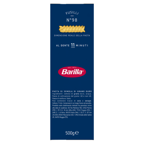 Barilla Pasta Fusilli n.98 100% Grano Italiano 500g