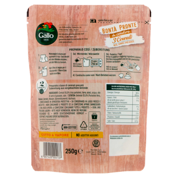 Gallo Bontà Pronte da condire 3 Cereali 250 g