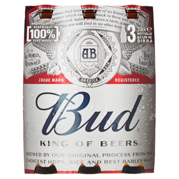 BUD Birra lager americana bottiglia 3x33cl