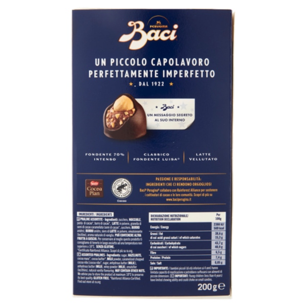 BACI PERUGINA Assortito Cioccolatini ripieni al Gianduia Scatola 200 g