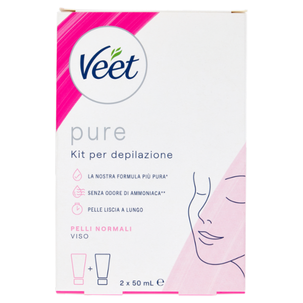 Veet Kit Completo Depilazione Viso, Crema Depilatoria e Crema Post Epilazione, 2x 50 ml