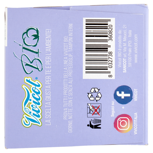 Vivicot Bio Assorbenti Anatomici Ripiegati in Bustina 14 pz