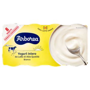 Arborea Yogurt Intero Da Latte Di Alta Qualità Bianco 8 x 125 g