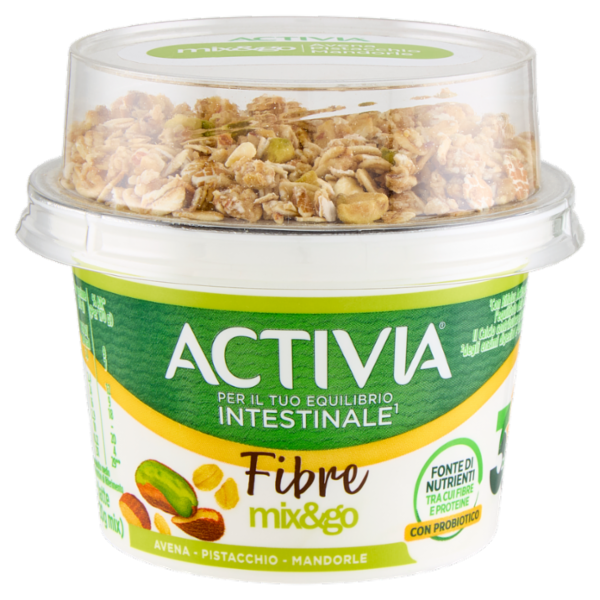 ACTIVIA Mix&Go con Probiotico Bifidus, Yogurt con Avena, Pistacchio e Mandorle, 170g