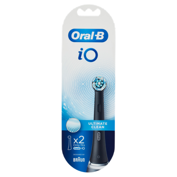 Oral-B iO Testine Ricambio Ultimate Clean Nere Spazzolino Elettrico Denti Ricaricabile, 2 Refills