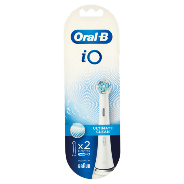 Oral-B iO Testine Ricambio Ultimate Clean Bianche Spazzolino Elettrico Denti Ricaricabile, 2 Refills