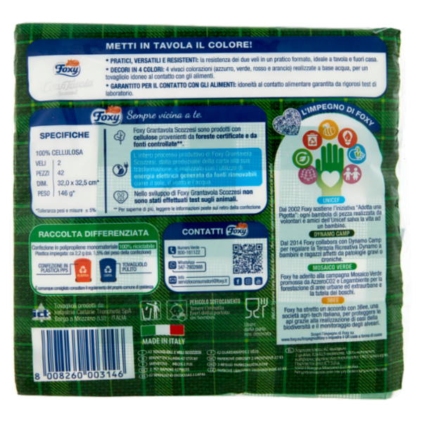 Foxy GranTavola Scozzesi Tovaglioli Doppiovelo 42 pz