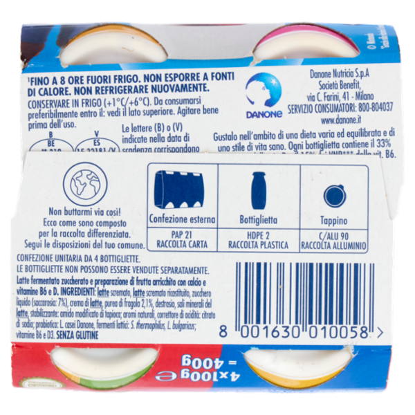 ACTIMEL Pokémon, Yogurt da Bere con Vit B6 e D per il Sistema Immunitario, gusto fragola, 4X100G