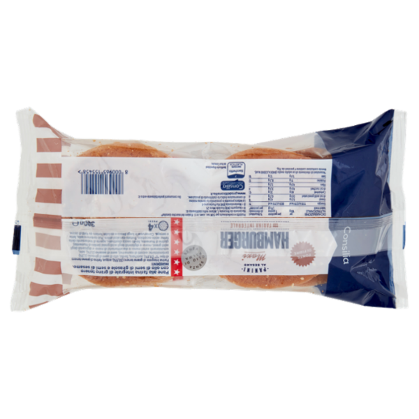 Consilia Panini per Maxi Hamburger al Sesamo con Farina Integrale 4x75 g