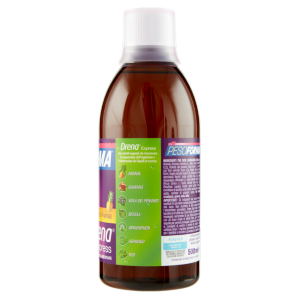 Pesoforma Drena Express, Drenante liquido Gusto Ananas, Flacone da 500ml