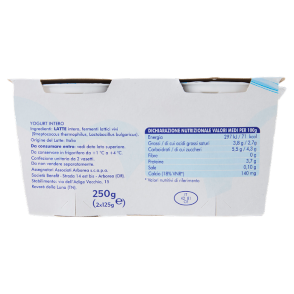 Coapla Yogurt Intero con Latte Alta Qualità 2 x 125 g