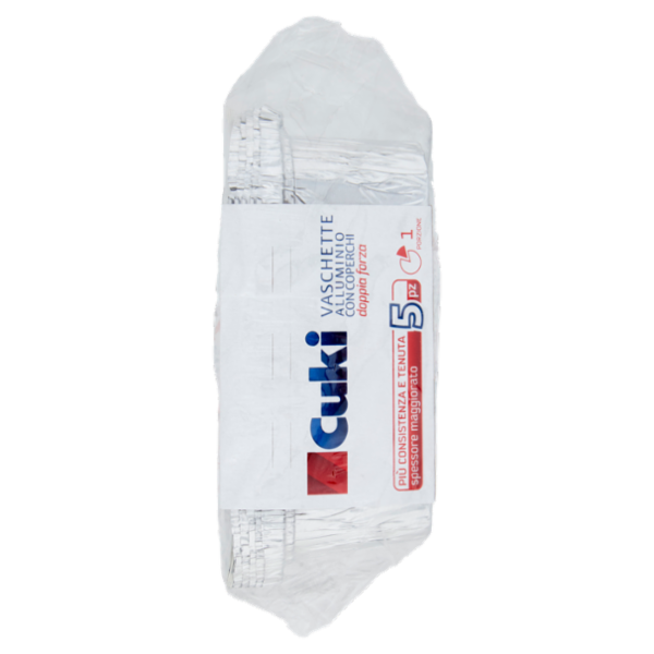 Cuki Conserva e Cuoce Vaschette Alluminio con Coperchi doppia forza 1 Porzione 5 pz