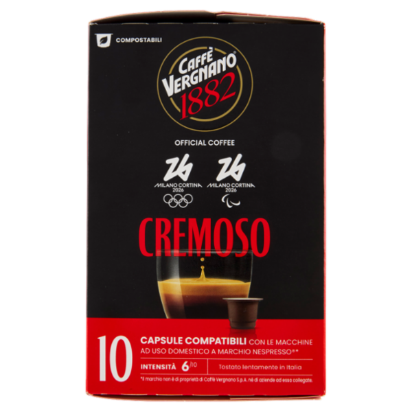 Caffè Vergnano 1882 Èspresso1882 Cremoso Compostabile** Capsule Compatibili Nespresso* 10 x 5 g
