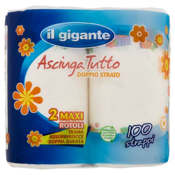 IL GIGANTE Asciuga Tutto Doppio Strato 2 Maxi Rotoli