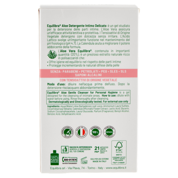 equilibra Aloe Detergente Intimo Delicato 200 ml