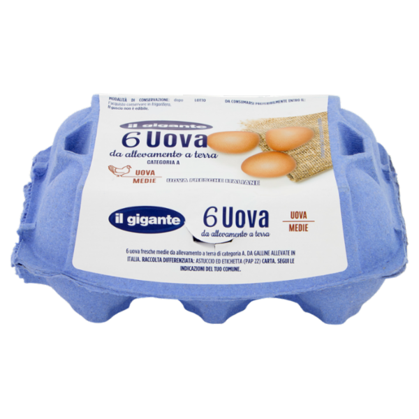 IL GIGANTE Uova da allevamento a terra 6 Uova Fresche Medie