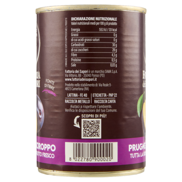 Fattoria dei Sapori Prugne allo Sciroppo 420 g