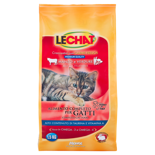 LeChat Croccantini con Carne Fresca Manzo e Verdure 1,5 kg
