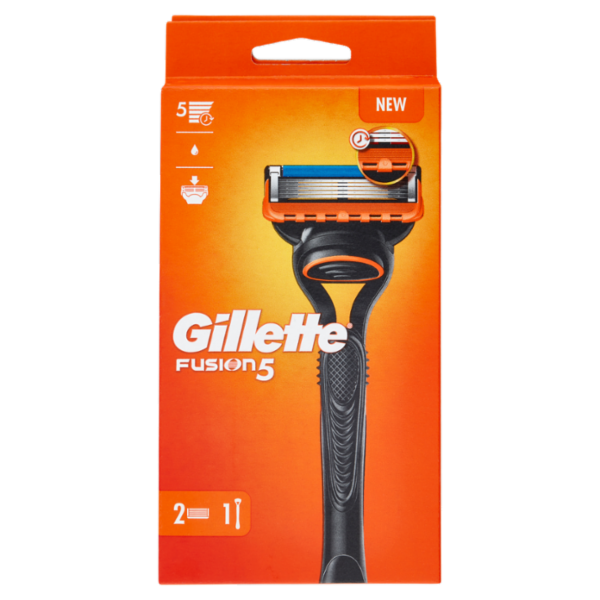Gillette Rasoio Uomo Fusion5 a 5 lame, 1 Manico + 2 Lamette Barba