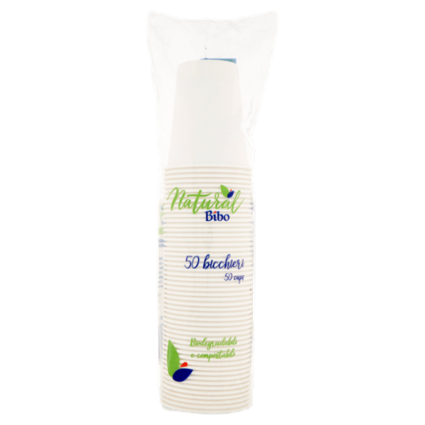 Natural Bibo bicchieri Biodegradabili e compostabili 200 cc 50 pz