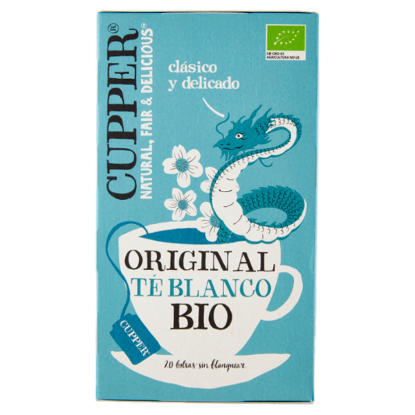 CUPPER Tè Bianco Biologico, Antiossidante, Gusto Classico e Delicato, 20 Bustine 34 g