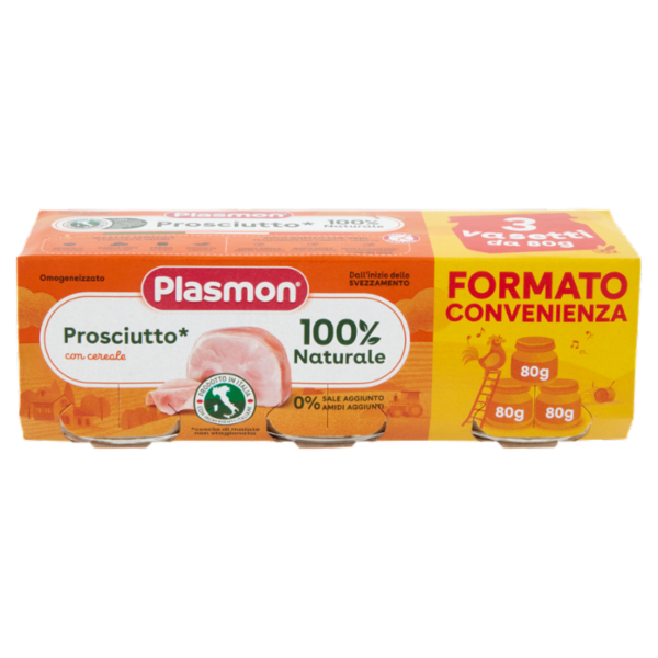 Plasmon Omogeneizzato Prosciutto* con cereale 3 x 80 g