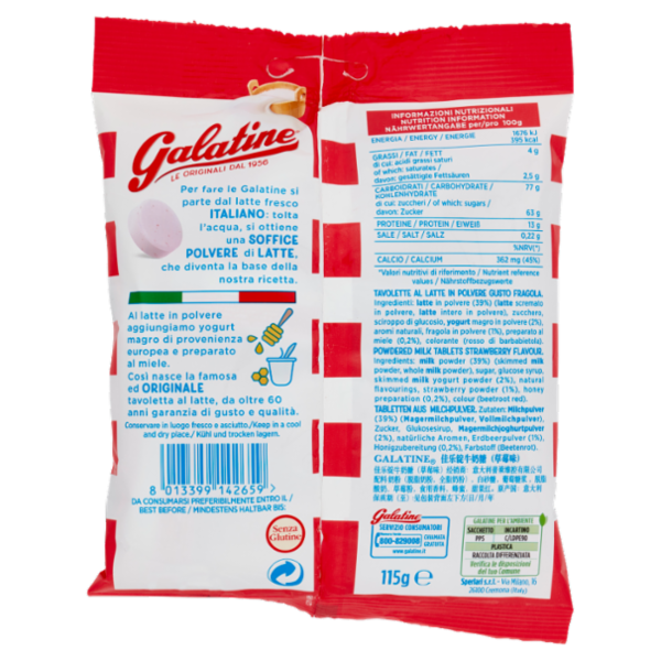 Galatine Tavolette al Latte e Fragola 115 g