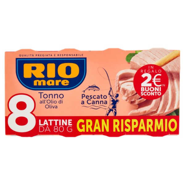 Rio mare Tonno all'Olio di Oliva Pescato a Canna 8 x 80 g