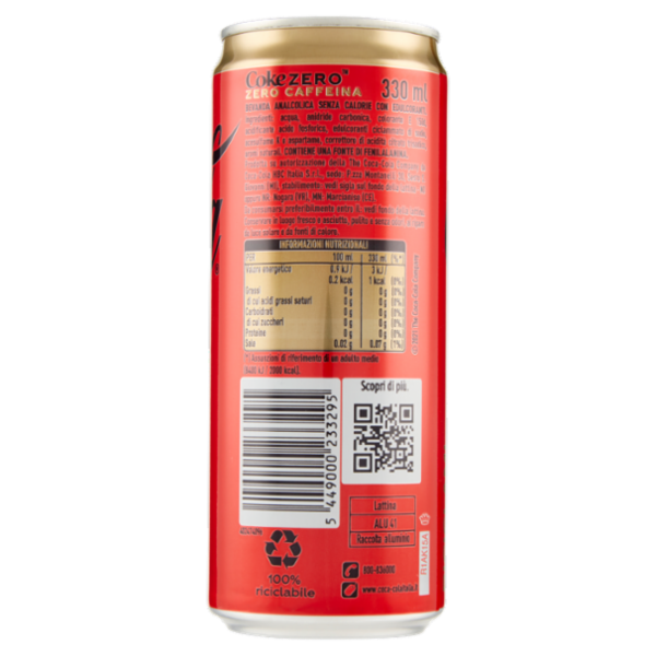 COCA-COLA Zero Zuccheri Senza Caffeina 330 ml (lattina)