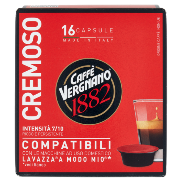 Caffè Vergnano 1882 Cremoso Capsule Compatibili Lavazza a Modo Mio* 16 x 7,5 g