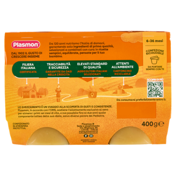 Plasmon la Frutta dei bambini Mela Omogeneizzato 4 x 100 g