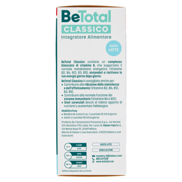 BeTotal Vitamina B Supporto per stanchezza e sistema immunitario Adulti e Bambini 3+ Classico 200 ml