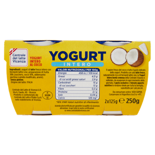 Centrale del latte Vicenza Yogurt Intero Cocco 2 x 125 g