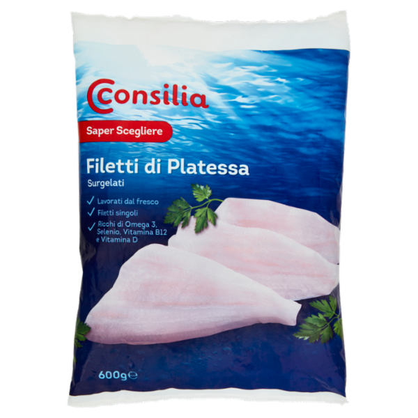 Consilia Filetti di Platessa Naturale IQF Surgelati 600 g