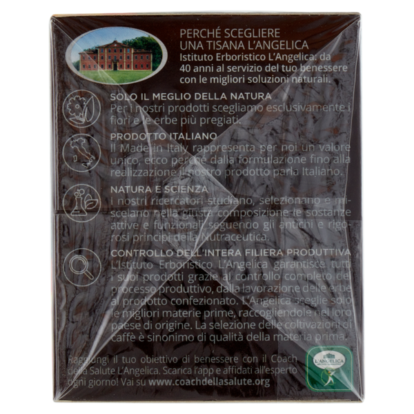 L'Angelica Le Tisane Emozioni al Caffè Caffè Pistacchio & Scorza d'Arancia Vitalità 15 Filtri 25,5 g